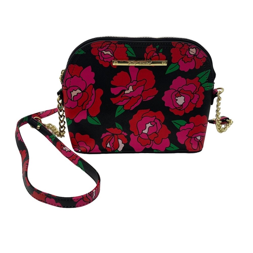 Betsey Johnson Rose Floral Gold Chain Small Purse - Picture 1 of 13